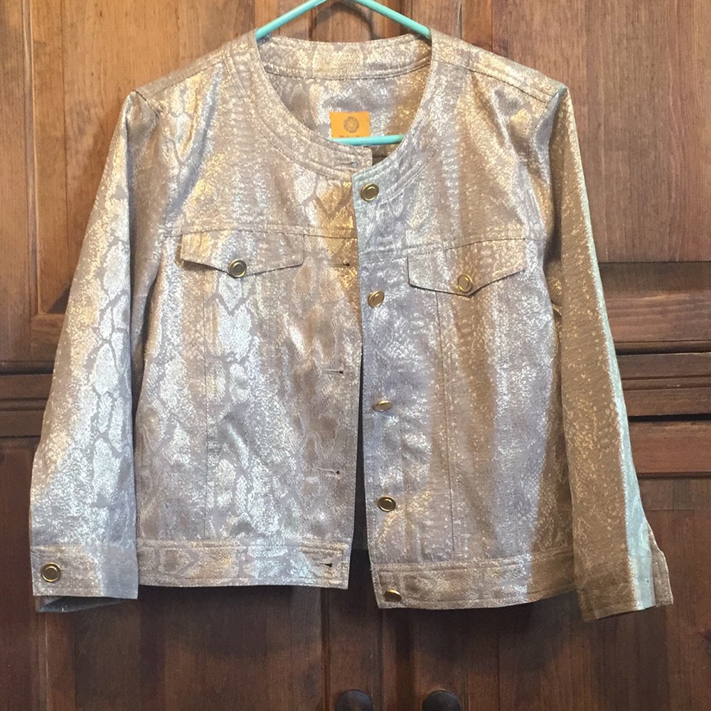 Ruby Rd. Gold Metallic Snake Skin Jacket ๐งฅโจ๐ - Picture 8 of 16